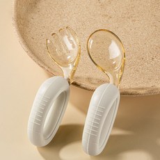 學習湯匙寶寶餐具套裝，嬰幼兒輔食訓練叉勺，食品級矽膠安全餐具，1歲寶寶自主進食學習餐具, 白色叉勺-送收納盒, 1個