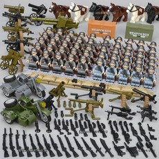2차세계대전 미니피규어 세트 미피 호환블럭 미국 영국 독일 러시아 군사 블록 팔로군 병사, 독일/이탈리아 50개(박스포함)