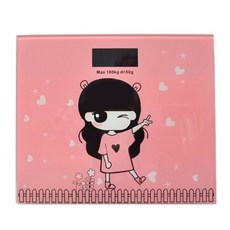 卡通電子體重計 LCD體重機 玻璃體重秤 可愛卡通圖案 精準測量, 1個, B女孩粉, 女孩粉, 【GG195B】