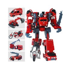 【Hi-toys】五合一工程消防變型金剛 多功能組合變換, 1個, 紅色