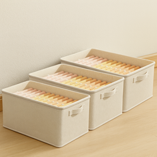 마벨인홈 공간수납 패브릭 접이식 옷 정리 리빙박스 3개, 1세트, 베이지