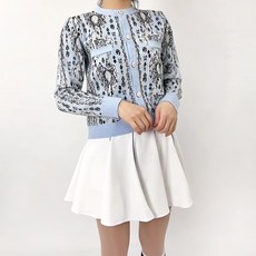 투솜 여성골프가디건 여자 봄 가을골프웨어 엔티크 퍼프소매 가디건 간절기 봄 도톰 신축성 유니크가디건