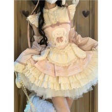 粉色洛麗塔兔兔陷阱連衣裙 甜美軟萌可愛甜妹Doll感日常輕lolita寵物衣服, 1個, 裙子（不配配飾手袖什麼的）,均碼