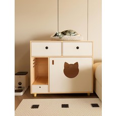 고양이 화장실 스테인리스 모래통 후드형 반려묘용 수납장, 1개, 맞춤 색상 사이즈 스타일 지원