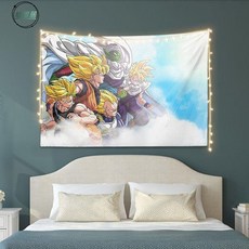 墟里居 【送星星燈 安裝包】七龍珠動漫孫悟空背景布學校宿舍墻布出租房臥室房間掛布床頭掛毯