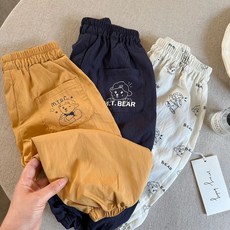 夏季兒童防蚊褲新款男女童日系潮牌卡通小熊長褲寶寶束腳褲潮