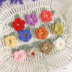 동백꽃 뜨개 꽃 부자재 장식 코사지 브로치 코바늘 리폼 재료, 핑크