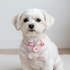 하니펫 강아지 고양이 예쁜 크림 방울 목걸이, 1개, 핑크