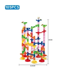 대리석 실행 경주 트랙 빌딩 블록 어른 3D 미로 공 롤 장난감 DIY 대리석 실행 경주 코스터 세트 80/105/10, 14 V 105PC no box