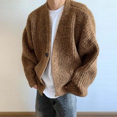 美式復古粗線針織衫外套