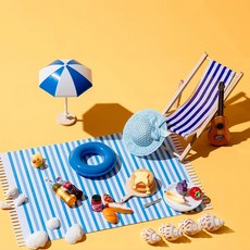 여름 미니어처 파라솔 튜브 썬베드 조개불가사리 모형 해변 바다 장식 인테리어 소품, 파라솔(대)블루