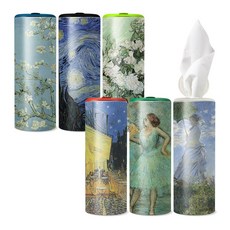 슬림티슈 6P [명화시리즈1] 캔티슈 차량용티슈 /명화를 품다 /대나무 티슈 6개 선물세트, 6개입, 1세트