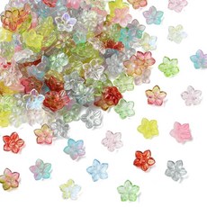 Ipotkitt 200피스 랜덤 컬러 투명 꽃 유리 비즈 캡 봄 꽃 스페이서 비즈 DIY 공예 주얼리 팔찌 목걸이 귀걸이 키체인 제작용, 꽃 유리 비즈_200개