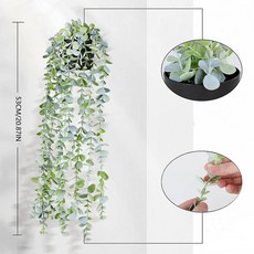 仿真植物壁掛裝飾：台灣出貨，綠葉藤蔓，曼陀羅尤加利桉樹葉，人造懸掛盆栽，室內辦公室裝飾, 1個, 曼陀羅【灰色】1件, 灰色
