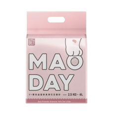 MAO DAY D1雙效益生菌除臭沸石豆腐砂, 1包, 2.5kg, 原味