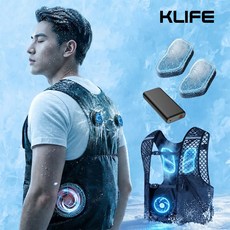 KLIFE 아이스 에어컨조끼 반도체 냉각패드 선풍기 조끼 아웃도어 야외근무 냉각 작업복 보조배터리 세트
