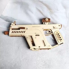 입체 퍼즐 고무총 diy 저격총 3d 조립 만들기 메탈, 미니 기관총 나무 탄환+병사 나무 발사, 1피스, 1개