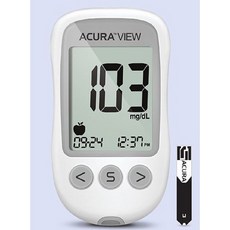 아큐라 뷰 당뇨측정기 혈당측정기+혈당시험지110매+알콜솜100매+채혈침110개+채혈기 보관용가방2시이전주문시 오늘 출발, 1개, 1개입