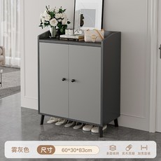 家用帶門玄關靠牆收納鞋櫃, 1個, 60-30-83CM霧灰 金典雅仕灰收納櫃:多元置物 靈活層板