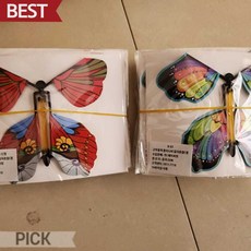 고무동력 종이 나비 칼라 혼합 C형 날아가는 나비 만들기 과학 완구 픽앤코401, 열개