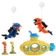 Silver & Style 수족관 수족관 귀여운 오브제 은신처 세트 레이아웃 장식 다이버 잠수함 다이버×2 잠수함×1 친아나고×2, 1개