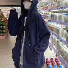 SAHINER 봄가을 여성 오버핏 후드집업 맨투맨 LAWY43