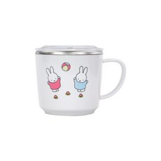 里和 韓國正版 米菲兔 304不鏽鋼 兒童 餐具組 學習筷 湯匙 叉子 餐盤 水壺 水杯 防燙碗 學習碗筷 樂扣式 餐盤, 1個, 不鏽鋼杯加蓋200ml, 粉彩