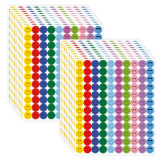 스노벨 1200pcs 스마일 원형 칭찬 스티커, 2세트, 혼합(S285) 1200매