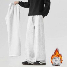 男女款休閒長褲 - 冬季內刷毛加厚保暖，大尺碼彈力運動工作褲，直筒寬鬆韓版寬褲，耐磨垂感拖地闊腿褲，厚磅防風防寒鬆緊腰棉褲
