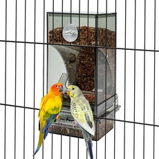 버드 급수 디스펜서 세트 자동 피더 투명 식품 용기 케이지 작은 새 앵무새 코카투 카나리아용 액세서리, 4 Transparent A66 Grey, 1개