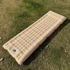 露營氣墊 戶外便攜式腳踩式自動充氣單雙人防潮車載睡墊, 卡其色[尺寸194x70x11厘米] 可