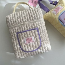 韓國ins 絎縫尿布收納袋 手提媽咪包 外出便攜母嬰包, 紫黃媽咪包, 1個