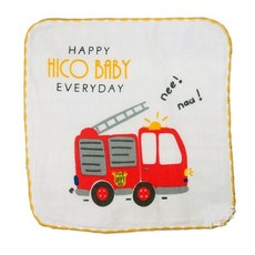 DK大王 台灣製 交通工具口水巾 紗布手帕 幼兒園兒童適用 柔軟吸水紗布巾, D-消防車, 1個