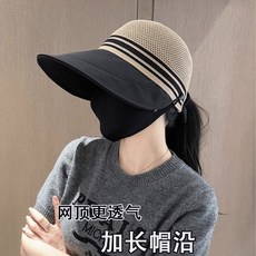 全頂款黑色 透氣網格大帽簷遮陽帽 可調節