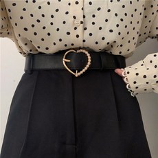 皮帶 韓國愛心珍珠皮帶女士ins風時尚百搭學生牛仔褲腰帶裝飾潮個性寬