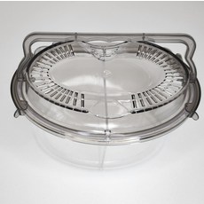 透明圓形昆蟲飼養箱 附提手 透氣孔 分隔設計 昆蟲觀察箱 寵物飼養箱, Transparent Acrylic, 1個