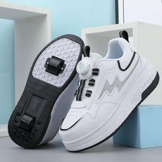 휠리스운동화 바퀴달린신발 충전 롤러스케이트 롤러슈즈, 1개, 08 블랙화이트 더블 휠