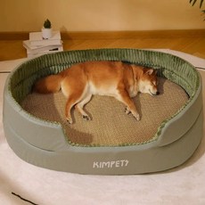 대형견 원형 강아지 방석 고양이 바닥 반려동물 침대 보온 반려견 매트, M. 에메랄드 그린 + 매트 눌어붙지 않고 세탁이 가능