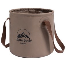 京太陽 20L 手提折疊取水桶, 咖啡色/綠色, PVC材質, 攜帶方便, 1個