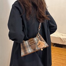 탑씨유 가죽공예 DIY 키트 가죽가방 만들기 패키지 체크 가방 만들기 diy 키트 미니 숄더 크로스백, 블루체크, 1세트