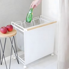 트렌드컨테이너 이동식 분리수거함 바퀴형 대용량 다용도 공간활용 간편정리 내구성, 화이트