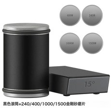 DFMEI 適配四邊五邊滾筒磨刀器磨刀石油石滾筒磨刀器配件配件, 1個, 黑色兩角度240/400/1000/1500