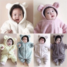 (당일출고) 겨울 베이비 곰슈트 방한 우주복 곰돌이 슈트 신생아 외출복 아기선물 둥이룩