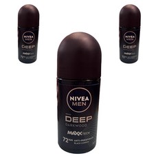 니베아 남성용 딥 세가 앤 커링 72 잼 롤 온 데오드란트, 3개, 50ml