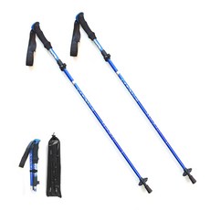 리브포어스 5단 접이식 초경량 등산스틱 2p + 스틱 케이스, 블루, 1개