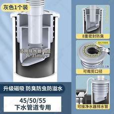 廚房水槽下水管道防臭密封塞 衛生間地漏通用 升級磁吸防臭防蟲防溢水, 1個, 45/50/55管道通用 1個裝 ,升級磁吸防臭-8重密封防臭防蟲防溢水