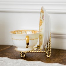 생활의차이 커피잔 찻잔 그릇 소품 다용도 거치대 접시 이젤 홀더, 2-1. 커피잔 스탠드형 꼬임타입 골드(GOLD), 1개