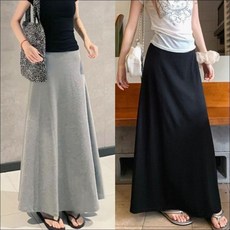 여자 A라인 플레어 롱 스커트 허리밴딩 편한 롱치마 데일리