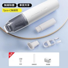 無線手持車載吸塵器/充氣幫浦組合套裝, SY01 - Q8充電款白色 塑膠濾網，英文彩盒裝, 如圖