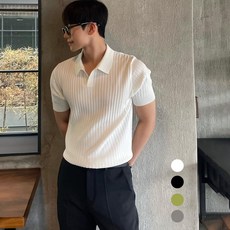 남성 머슬핏 반팔 니트 스탠다드 카라 티셔츠 폴로 심플한 코디 상의 소프트